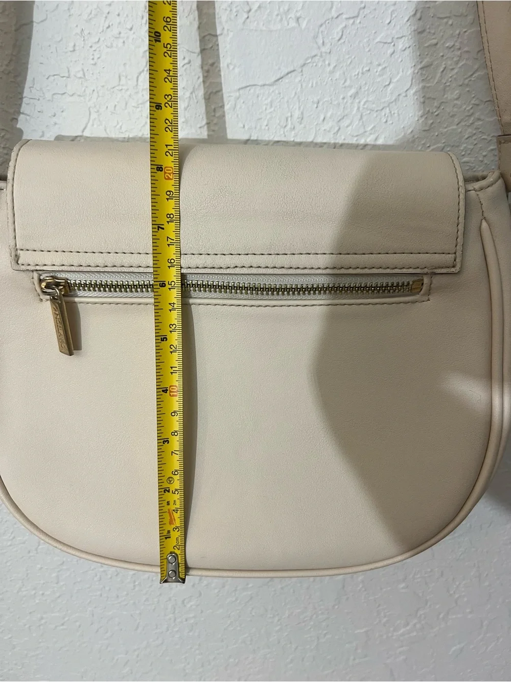Angela Roi Ivory Vegan Leather Saddle Crossbody Bag Adjustable Strap